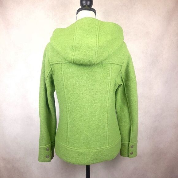 Vintage Hilary Radley Green Hooded Zippered Wool Coat Size Small - Picture 3 of 12